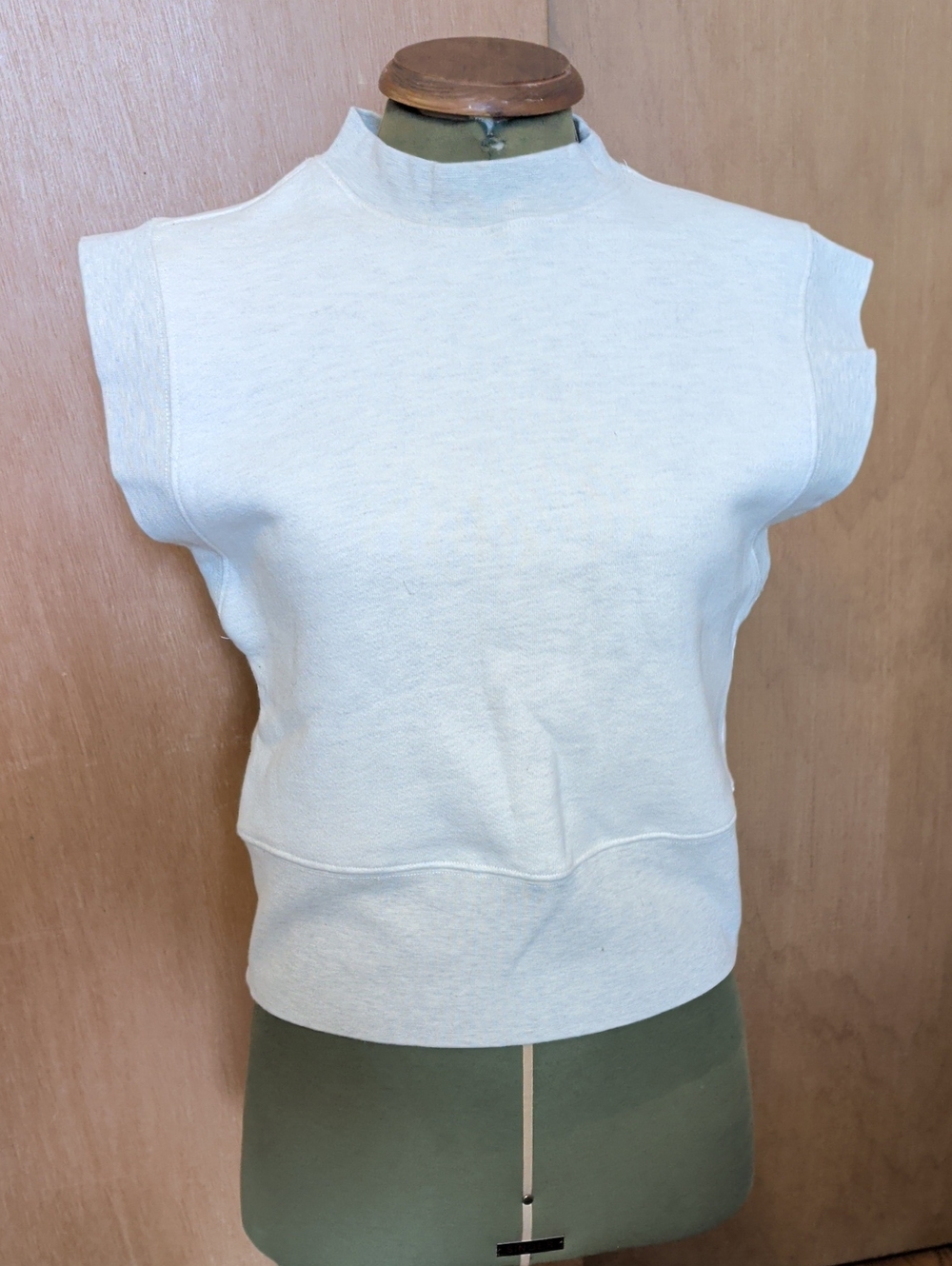 Agolde Sleeveless Mock Neck Sweatshirt in Light Gray
